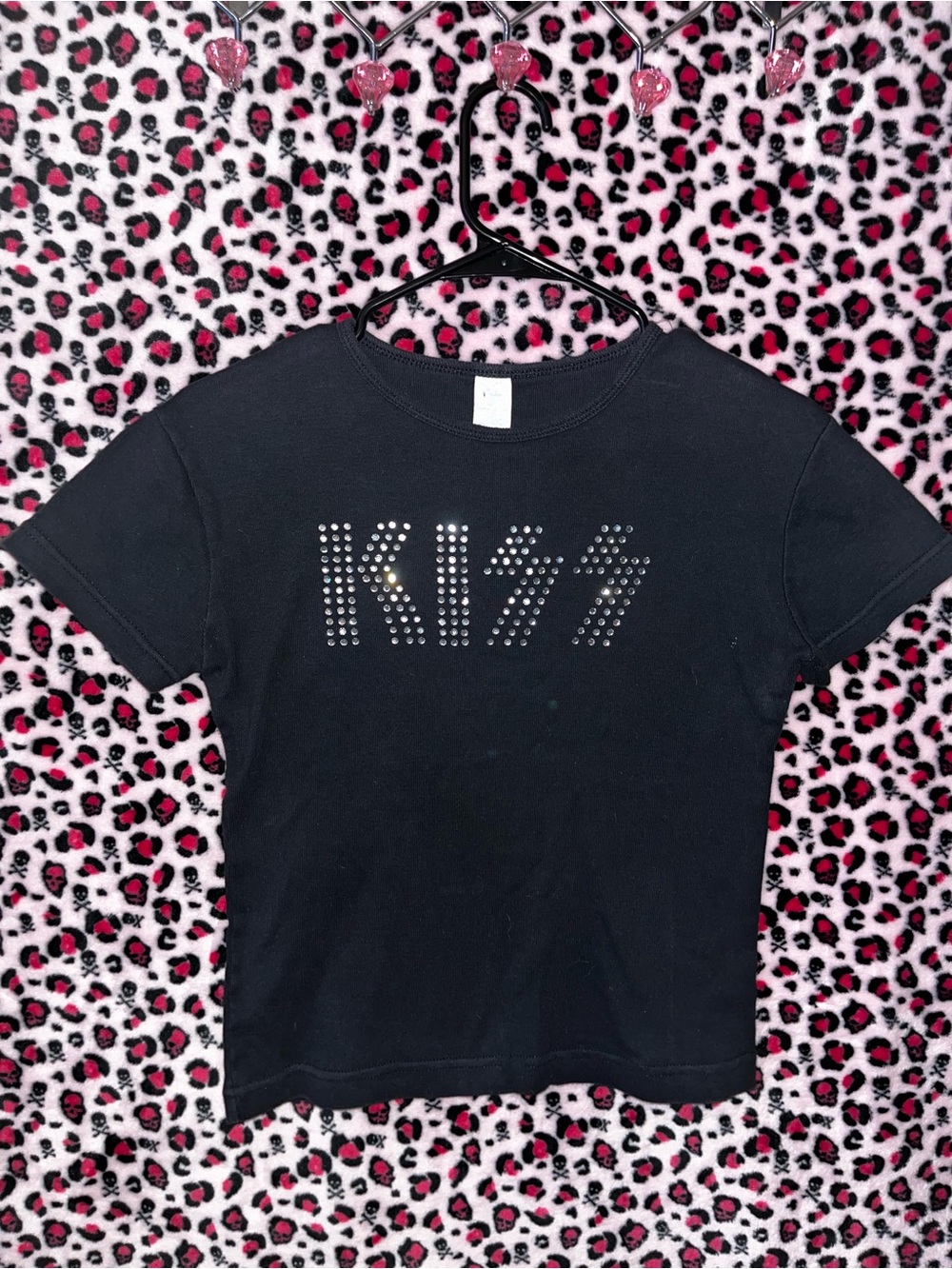 Vintage Kiss Black Short-Sleeve Studded Logo Tee